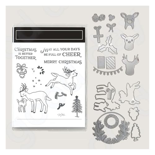 Wisafory Stempel und Stanzschablonen Set Stempel und Stanzformen Silikonstempel und Stanzen Set Weihnachts Stanzformen Schablonen für DIY, Scrapbooking, Grußkarten, Geschenkkarton-Dekoration 3# von Wisafory