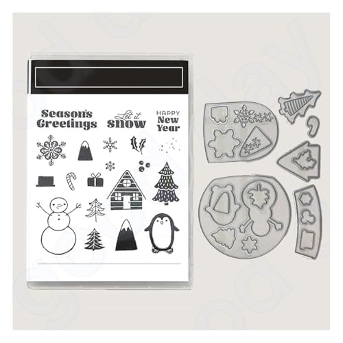 Wisafory Stempel und Stanzschablonen Set Stempel und Stanzformen Silikonstempel und Stanzen Set Weihnachts Stanzformen Schablonen für DIY, Scrapbooking, Grußkarten, Geschenkkarton-Dekoration 5# von Wisafory