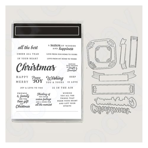 Wisafory Stempel und Stanzschablonen Set Stempel und Stanzformen Silikonstempel und Stanzen Set Weihnachts Stanzformen Schablonen für DIY, Scrapbooking, Grußkarten, Geschenkkarton-Dekoration 6# von Wisafory