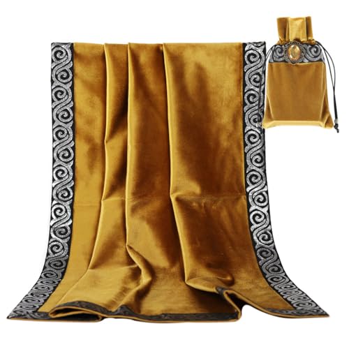 Wisafory Tarot Tischdecke Tasche Set Samt Tarot Tuch Tarotkarten Beutel Tischtuch Altar Tisch Läufer Tarot Deck Samttuch Divination Tischdecke für Lesen, Wahrsagerei und Meditation Gold 1# von Wisafory