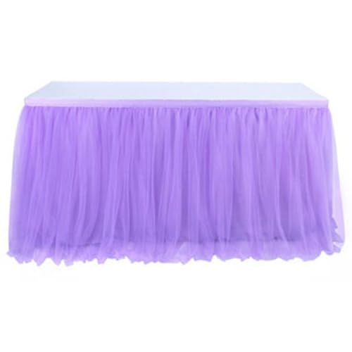 Wisafory Tüll Tischrock Tütü Party Tischröcke Romantische Tüll Schreibtisch Gaze Tischdekoration Mesh Fluffy Tischdecke für Hochzeit Geburtstag Party Babyparty Dekoration Lila 183 * 77cm von Wisafory