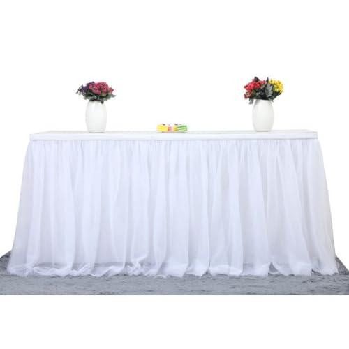 Wisafory Tüll Tischrock Tütü Party Tischröcke Romantische Tüll Schreibtisch Gaze Tischdekoration Mesh Fluffy Tischdecke für Hochzeit Geburtstag Party Babyparty Dekoration Weiß 183 * 77cm von Wisafory