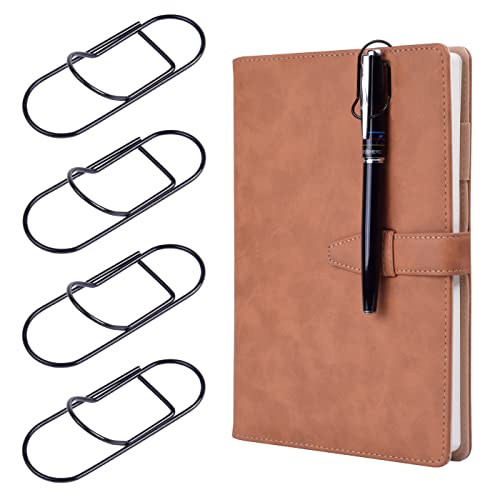 Wisdompro 12 Stück Stifthalter Notizbuch Metall, 2,1 x 6 cm Stift Clip für Notizbuch Bücher Journal Klemmbrett, Büroklammern Groß für Fast Jede Stiftgröße (Schwarz) von Wisdompro