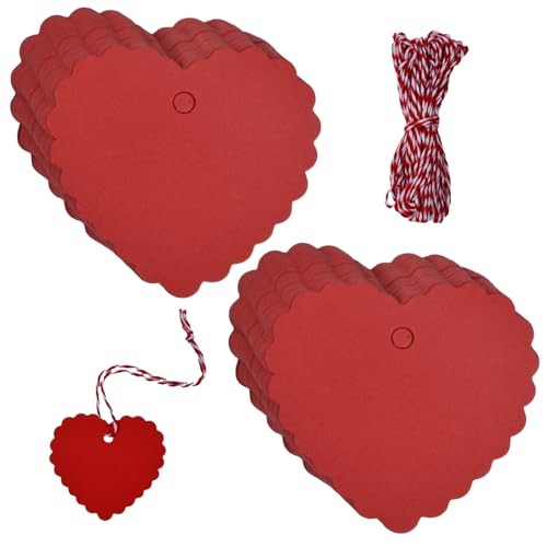 Wisebom 100 Stück Preisschilder Anhänger, Etiketten für Kleidung, Kraftpapier Preisetiketten mit Faden, Preisetiketten Anhänger Etiketten für Weihnachten Hochzeit Kleidung Schmuck (Rote) von Wisebom