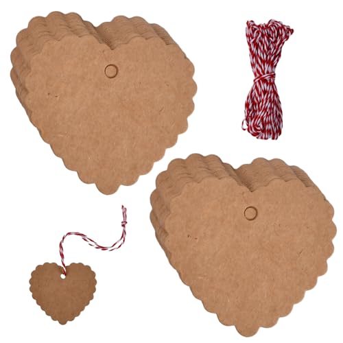 Wisebom 100 Stück Preisschilder Anhänger, Etiketten für Kleidung, Kraftpapier Preisetiketten mit Faden, Preisetiketten Anhänger Etiketten für Weihnachten Hochzeit Kleidung Schmuck (Kraftpapierfarbe) von Wisebom