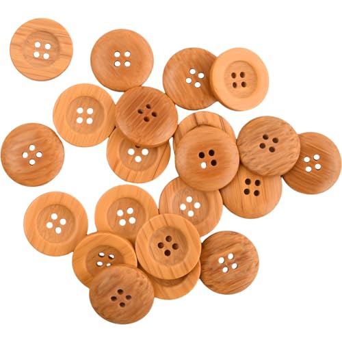 Wisebom 20 Stück Knöpfe Harz Buttons, 25mm Schwarz Knopf 4 Löcher Knöpfen zum Basteln Rund Hemdknöpfe für Kleider Nähen DIY Handwerk und Deko (Gelb) von Wisebom