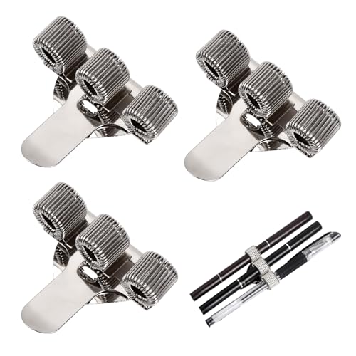 Wisebom 3 Stück Stifthalter Clips, Dreilöcher-Stifthalter aus Metall, Metall-Stifthalter mit 3 Löchern und Taschen-Clip für Ärzte, Krankenschwestern, Notizbuch, Uniform von Wisebom