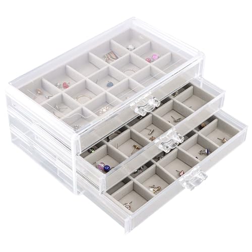 Wisebom Schmuckkästchen aus Acryl, Schmuckschatulle Mädchen Ohrringe Aufbewahrung, Schubladen Ohrring Aufbewahrungs Schmuck Organizer für ohrringe Ring, Jewellery Organizer Wisebom Schmuckkästchen aus Acryl, Schmuckschatulle Mädchen Ohrringe Aufbewahrung, Schubladen Ohrring Aufbewahrungs Schmuck Organizer für ohrringe Ring, Jewellery Organizer von Wisebom