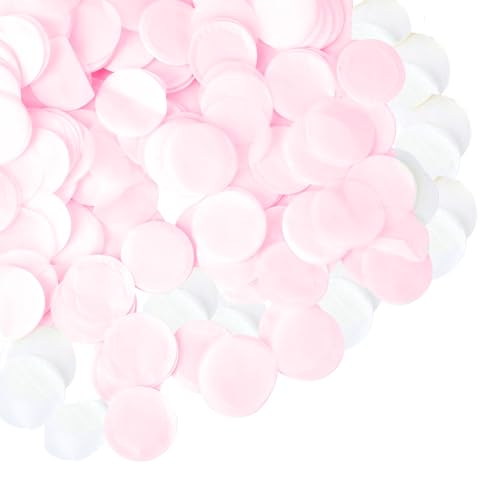 12000 Stück 2,5 cm weiß rosa rund Seidenkonfetti für Hochzeitsfeiern, biologisch abbaubares rundes Seidenpapier-Tischdekor, Verlobungs-Konfetti, Kreispapier für Luftballons, Geburtstagsdekoration, von Wisesurf