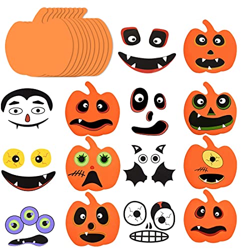 Wishstar Halloween Basteln Kinder, 16pcs Halloween Kürbis Aufkleber, Aufkleber Dekoration Kit DIY, Halloween Kürbis Sticker für Halloween Party, Kinder Bastel Party Dekorationen von Wishstar