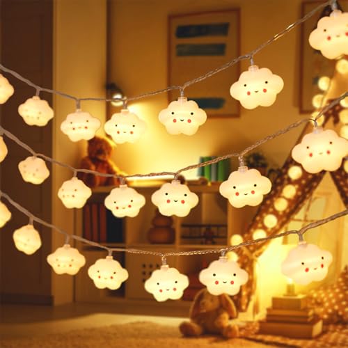 Lichterkette für Kinderzimmer, 300cm 20LED Wolken lichterkette kinder, Dekorative Lichter für Kinderwagen, Fairy Lights für Zelt, bett, Schlafzimmer, Hochzeit, Weihnachts von Wishstar