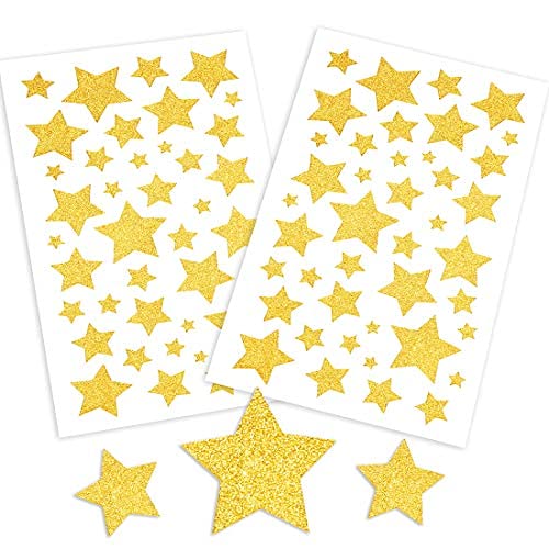 Weihnachten Aufkleber Sterne, 10pcs Sticker Stern Gold, 420x Glitzer Gold Sterne Aufkleber Selbstklebend für Scrapbooking, Adventskalender Weihnachtsdeko Geschenk Aufkleber von Wishstar