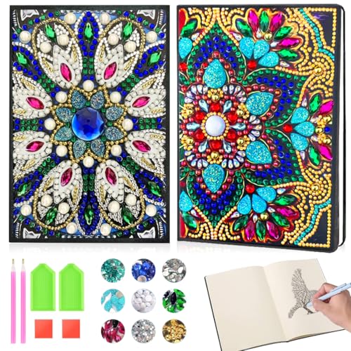 Wishstar Diamant Painting Notizbuch, Basteln Mädchen 7 8 9 10 Jahre, Geschenk Mädchen 6 Jahre, 5D DIY Diamond Painting Kits, Tagebuch Mandalas Geschenkideen Mädchen von Wishstar