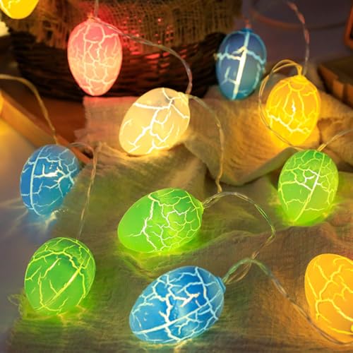 Wishstar Ostereier Lichterkette 150cm, Geknackt Ostereier Led Osterbeleuchtung, Osterdekoration Lichterkette, 10 Led Osterbeleuchtung, Lichterkette Ostern, Osterdeko Innen von Wishstar