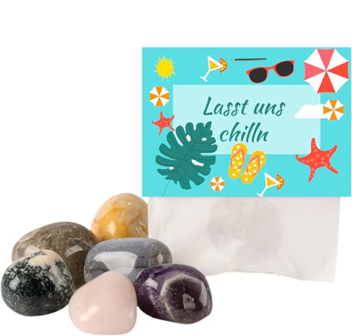 Wisolt 10 Glückssteine, Gastgeschenk Kindergeburtstag, Mitgebselstein, 2-3CM, Mitbringsel, Give Away, Beach Party Edelsteine für Kindergarten, Einschulung, Taufe, Kommunion von Wisolt