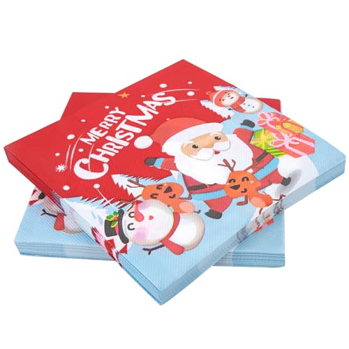 Servietten Weihnachten Tischdeko, 40 Stück Einweg Weihnachten Servietten Deko, Christmas Napkins Papierservietten für Abendessen, Geburtstag, Dekorationen von Wisplye