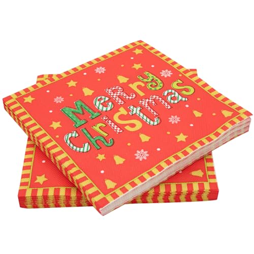 Servietten Weihnachten Tischdeko, 40 Stück Einweg Weihnachten Servietten Deko, Christmas Napkins Papierservietten für Abendessen, Geburtstag, Dekorationen von Wisplye