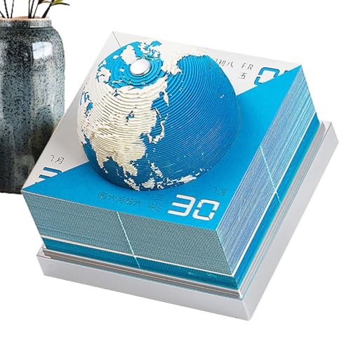 3D-Erd-Kalender 2025 – Notizblock, 3D-Schreibtischkalender, Papierschnitzkunst, Haftnotizen, Planungskalender mit 3D-Erd-Design, - und Bürodekoration für 2025 von Wisylizv