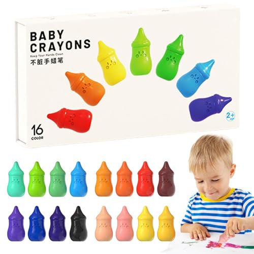 Wisylizv Easy Grip Crayons, Easy Grip Toddler Crayons, Bottle Shaped Easy Grip Painting Pencil Sticks for Children, Boys and Girls von Wisylizv