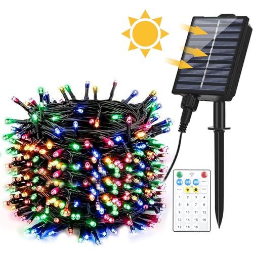 Withosent 30m Solar Lichterkette Aussen 300LED, 20 Mode Lichterkette Außen Solar mit Fernbedienung und Zeitsteuerung, IP44 Wetterfest Outdoor Lichterkette für Weihnachten, Innen, Garten, Party von Withosent