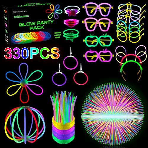 Withosent 330 Stück Knicklichter Party Set, Neon Leuchtstäbe mit 150 Anschlüssen, Knicklicht Glow Sticks Schwarzlicht Deko für Kinder Erwachsene Party Deko, Hochzeit, Armbänder, Halloween, Festivals von Withosent