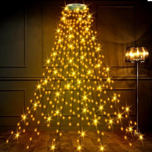 Withosent Lichterkette Weihnachtsbaum, 2M 400LED Christbaumbeleuchtung mit Ring, Lichterkette IP44 Speicherfunktion Wasserdicht 8Modi Christbaumbeleuchtung für Weihnachtsdeko Außen Innen-Warmweiß von Withosent