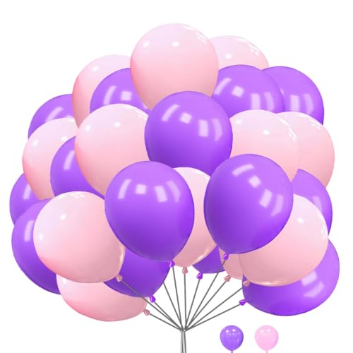 25 Stück Rosa Pastell Lila Luftballons 12 Zoll Latex Ballon für Baby Shower Geburtstag Hochzeit Verlobung Jahrestag Weihnachten Festival Picknick oder Freunde Familie Party Dekorationen von Witty Cuties