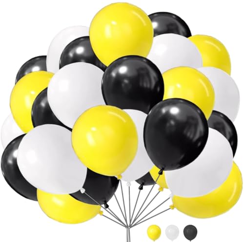 25 Stück Schwarz Gelb Weiß Ballon 12 Zoll Luftballons für Ballon Girlande Baby Shower Verlobung Hochzeit Geburtstag Abschluss Jahrestag Bachelorette Party Dekorationen von Witty Cuties