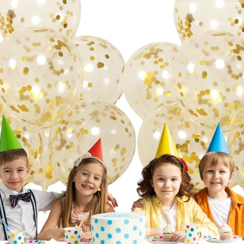 100 Pieces Gold Confetti Balloons Set - Multicolor Latex Balloons With Golden Paper For Wedding And Baby Shower Decorations Multicolor Sequin Balloons With Gold Confetti - 100 Pack Latex Party Balloon von Wiuejg