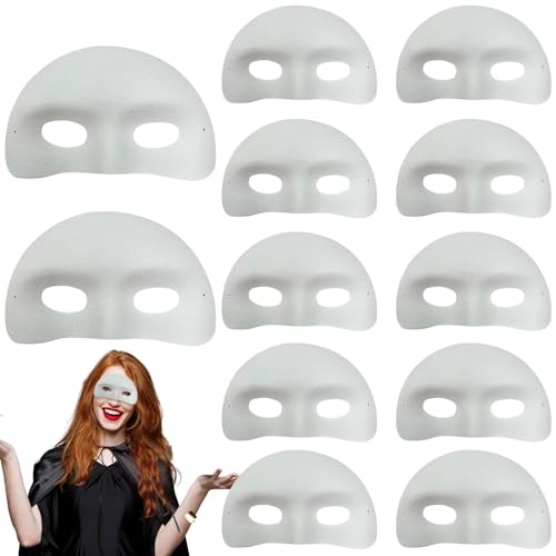 Lackierbare weiße Gesichtspackung – Maskerade-Gesichtspackungen, blanko Graffiti-Maske für Maskerade, Cosplay, Halloween zum Dekorieren von Wiuejg