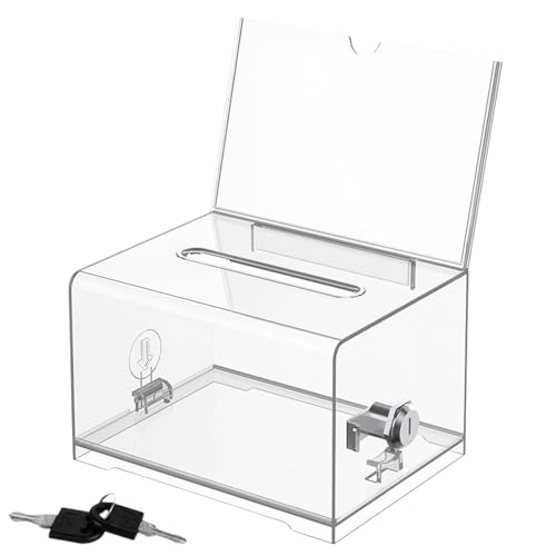 Transparent Suggestion Box, Portable Suggestion Box with Lock, Multipurpose Donation Boxes for Suggestions, Minimalist Donation Box 6.18x4.53x8.07" for Suggestions, Donation (Transparent) von Wiuejg