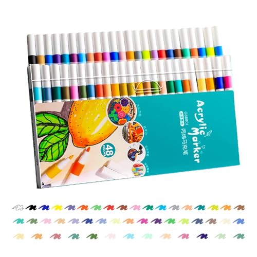 Wiuejg Marker Stifte, Bastelstifte, Marker Set, Schnell Trocknende Kunstmarker, Steinmalerei Marker Set, Leinwand Bastelstifte, Kinder Feine Spitze Marker, Niedliche Pinselstifte, Feine Spitze Stifte von Wiuejg