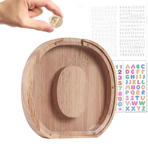 Wivico Spardose Kinder Buchstabe Holz Sparschwein Personalisierte A-Z Alphabet Sparbüchse Spardose Bilderrahmen Spardosen Kinder für Geburtstag,Weihnachten,Thanksgiving|Kinder Spardose(O) von Wivico