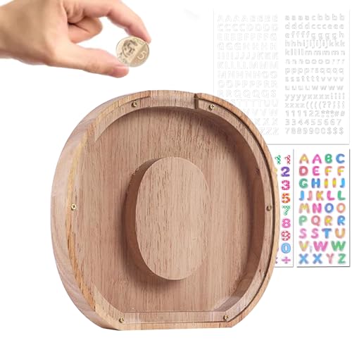 Wivico Spardose Kinder Buchstabe Holz Sparschwein Personalisierte A-Z Alphabet Sparbüchse Spardose Bilderrahmen Spardosen Kinder für Geburtstag,Weihnachten,Thanksgiving|Kinder Spardose(O-23cm) von Wivico