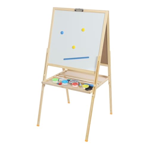 3 in 1 Kinder Staffelei Holz-A-Rahmen-Staffelei 90-155cm Höhenverstellbar tragbare Staffelei Whiteboard & Kreidetafel für Malerei von Wiyuer