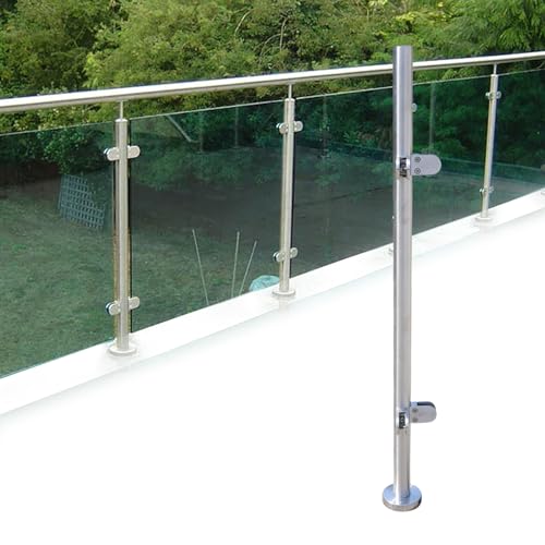 Geländerpfosten Edelstahl Rohr Glasgeländerpfosten System 110CM Treppengeländer mit Klemme für Innen & Außen Balkon Treppe Terrasse von Wiyuer