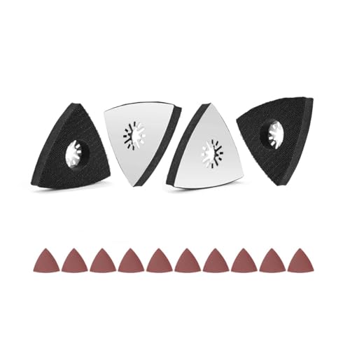 Wjelet 4 Stück Dreieck Schleifteller, Fein Schleifplatte, 80mm Multitool Schleifplatte mit 10 Dreieckschleifer Schleifpapie für Holz, Metall, Hartplastik, Putz, Schleifen, Entrosten Wjelet 4 Stück Dreieck Schleifteller, Fein Schleifplatte, 80mm Multitool Schleifplatte mit 10 Dreieckschleifer Schleifpapie für Holz, Metall, Hartplastik, Putz, Schleifen, Entrosten von Wjelet