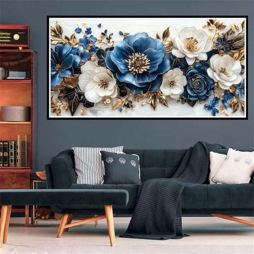 5D Blume Diamond Painting, Diamant Painting Bilder anlage Diamond Painting Erwachsene Groß XXL, Runder Vollbohrer Diamanten Malerei Stickerei Kreuzstich Bastelset für Deko Schlafzimmer, 30x60cm Z-2472 von Wjffnzbz