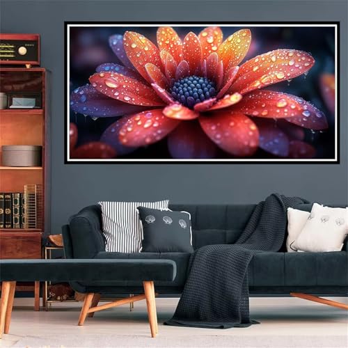 5D Bunte Blumen Diamond Painting, Diamant Painting Bilder Blume Diamond Painting Erwachsene Groß XXL, Runder Vollbohrer Diamanten Malerei Kreuzstich Bastelset für Deko Schlafzimmer, 100x200cm Z-2149 von Wjffnzbz