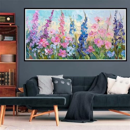 5D Bunte Blumen Diamond Painting, Diamant Painting Bilder abstrakt Diamond Painting Erwachsene Groß XXL, Runder Vollbohrer Diamanten Malerei Kreuzstich Bastelset für Deko Schlafzimmer, 40x80cm Z-2023 von Wjffnzbz