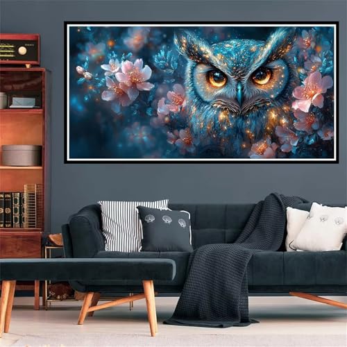 5D Diamond Painting Eule Diamant Painting Bilder Blume Diamond Painting Erwachsene Bastelset, Full DIY Diamant Kunst Malerei Stickerei Kreuzstich Bilder Paintings Set, Deko Wohnzimmer 100x300cm Z-1570 von Wjffnzbz