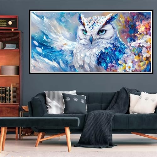 5D Diamond Painting Eule Diamant Painting Bilder Bunte Blumen Diamond Painting Erwachsene Bastelset, DIY Diamant Kunst Malerei Stickerei Kreuzstich Bilder Paintings Set, Deko Wohnzimmer 30x60cm Z-1502 von Wjffnzbz