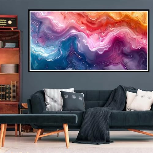 5D Diamond Painting Farbige Linien Diamant Painting Bilder abstrakt Diamond Painting Erwachsene Bastelset, Diamant Kunst Malerei Stickerei Kreuzstich Paintings Set, Deko Wohnzimmer 100x200cm Z-1749 von Wjffnzbz