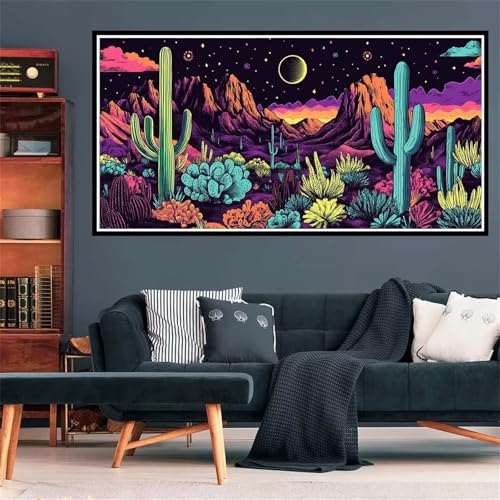 5D Diamond Painting Kaktus Diamant Painting Bilder Bergspitze Diamond Painting Erwachsene Bastelset, DIY Diamant Kunst Malerei Stickerei Kreuzstich Bilder Paintings Set, Deko Wohnzimmer 30x60cm Z-1922 von Wjffnzbz