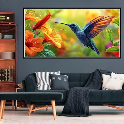 5D Diamond Painting Kolibri Diamant Painting Bilder Tier Diamond Painting Erwachsene Bastelset, DIY Diamant Kunst Malerei Stickerei Kreuzstich Bilder Paintings Set, Deko Wohnzimmer 100x200cm Z-2169 von Wjffnzbz