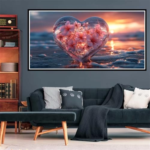 5D Diamond Painting Liebe Diamant Painting Bilder Pfirsichblüte Diamond Painting Erwachsene Bastelset, DIY Diamant Kunst Malerei Stickerei Kreuzstich Paintings Set, Deko Wohnzimmer 50x100cm Z-2194 von Wjffnzbz