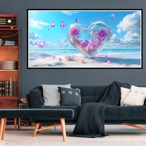 5D Diamond Painting Liebe Diamant Painting Bilder Strand Diamond Painting Erwachsene Bastelset, DIY Diamant Kunst Malerei Stickerei Kreuzstich Bilder Paintings Set, Deko Wohnzimmer 100x200cm Z-2499 von Wjffnzbz