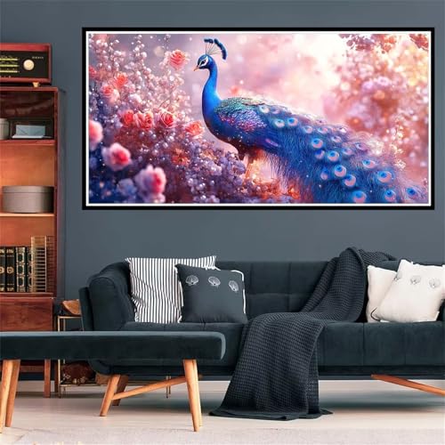 5D Diamond Painting Pfau Diamant Painting Bilder Blume Diamond Painting Erwachsene Bastelset, Full DIY Diamant Kunst Malerei Stickerei Kreuzstich Bilder Paintings Set, Deko Wohnzimmer 100x200cm Z-2109 von Wjffnzbz