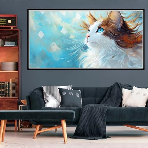 5D Diamond Painting Ragdoll Katze Diamant Painting Bilder Tier Diamond Painting Erwachsene Bastelset, DIY Diamant Kunst Malerei Stickerei Kreuzstich Paintings Set, Deko Wohnzimmer 100x300cm Z-1540 von Wjffnzbz