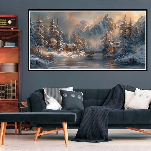 5D Diamond Painting Schneeszene Diamant Painting Bilder Häuser Diamond Painting Erwachsene Bastelset, DIY Diamant Kunst Malerei Stickerei Kreuzstich Paintings Set, Deko Wohnzimmer 100x200cm Z-1659 von Wjffnzbz